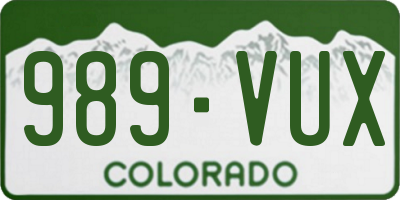 CO license plate 989VUX