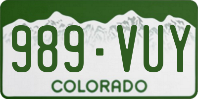 CO license plate 989VUY