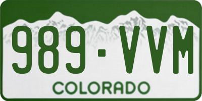CO license plate 989VVM
