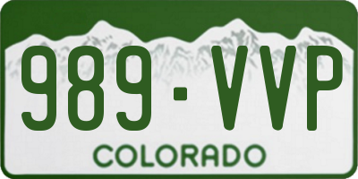 CO license plate 989VVP