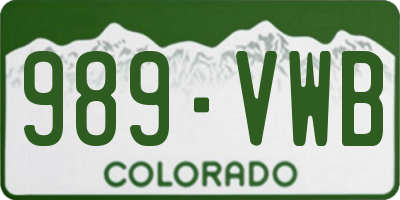 CO license plate 989VWB