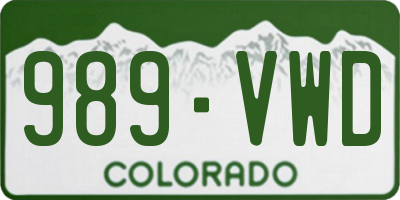CO license plate 989VWD