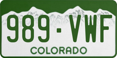 CO license plate 989VWF