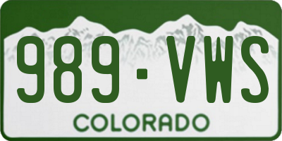 CO license plate 989VWS