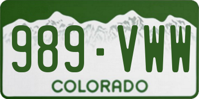 CO license plate 989VWW