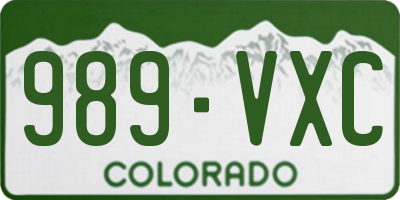 CO license plate 989VXC