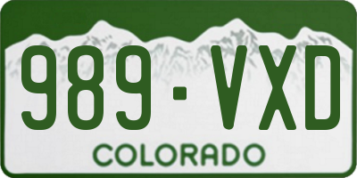 CO license plate 989VXD
