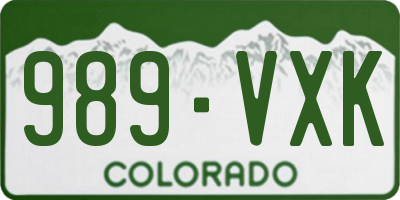 CO license plate 989VXK