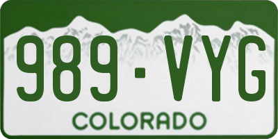 CO license plate 989VYG