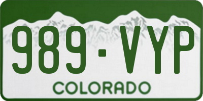 CO license plate 989VYP