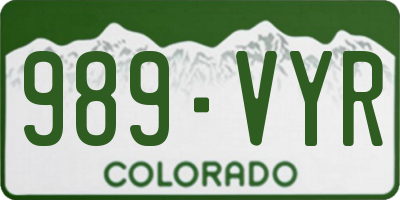 CO license plate 989VYR