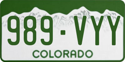 CO license plate 989VYY