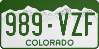CO license plate 989VZF