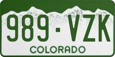 CO license plate 989VZK