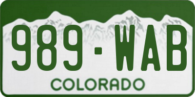 CO license plate 989WAB
