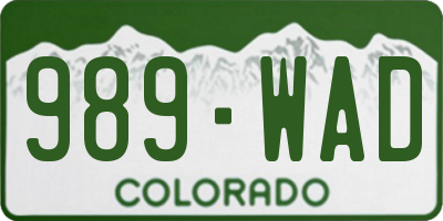 CO license plate 989WAD