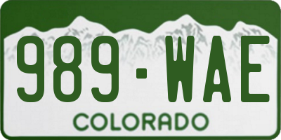 CO license plate 989WAE