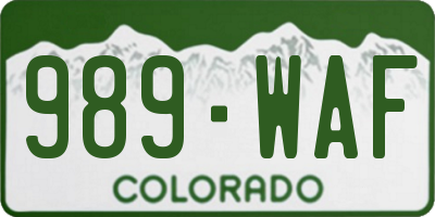 CO license plate 989WAF