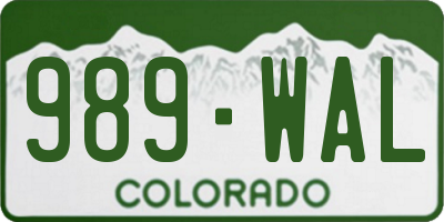 CO license plate 989WAL