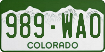 CO license plate 989WAO