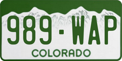 CO license plate 989WAP