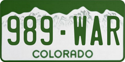 CO license plate 989WAR