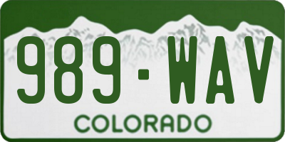 CO license plate 989WAV