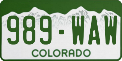 CO license plate 989WAW