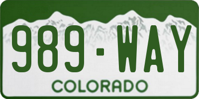 CO license plate 989WAY