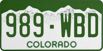 CO license plate 989WBD