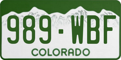 CO license plate 989WBF