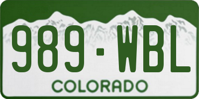 CO license plate 989WBL
