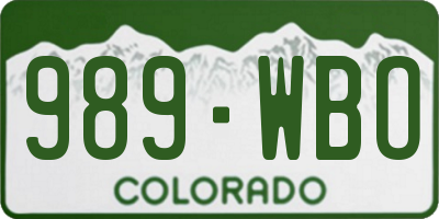 CO license plate 989WBO