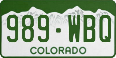 CO license plate 989WBQ