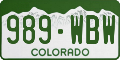 CO license plate 989WBW