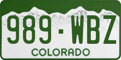 CO license plate 989WBZ