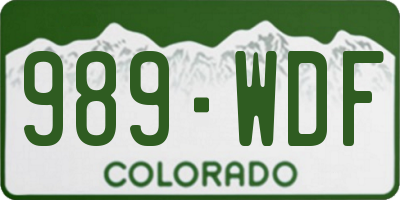 CO license plate 989WDF