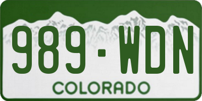 CO license plate 989WDN