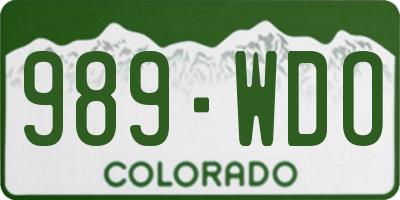 CO license plate 989WDO