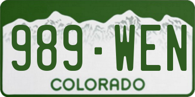 CO license plate 989WEN