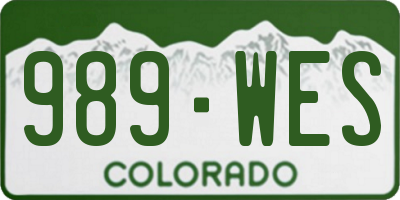 CO license plate 989WES