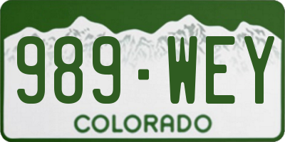 CO license plate 989WEY