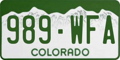 CO license plate 989WFA