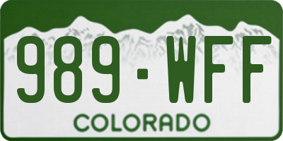 CO license plate 989WFF