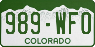 CO license plate 989WFO