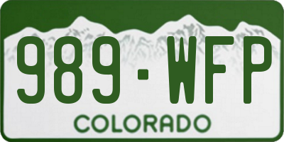 CO license plate 989WFP