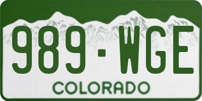 CO license plate 989WGE
