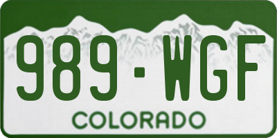 CO license plate 989WGF