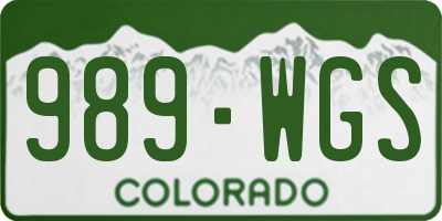 CO license plate 989WGS