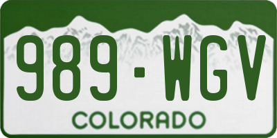 CO license plate 989WGV